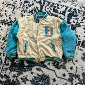 LOGO 7 Teal and Cream Varsity Miami Dolphins Jacket